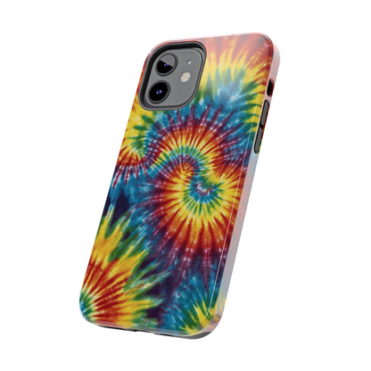 Retro Tie-Dye Swirl iPhone Case – Rainbow Spiral Design