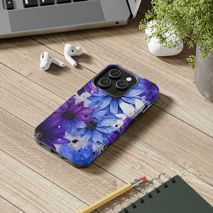 Vibrant Purple & Blue Floral Splash - iPhone Series Case