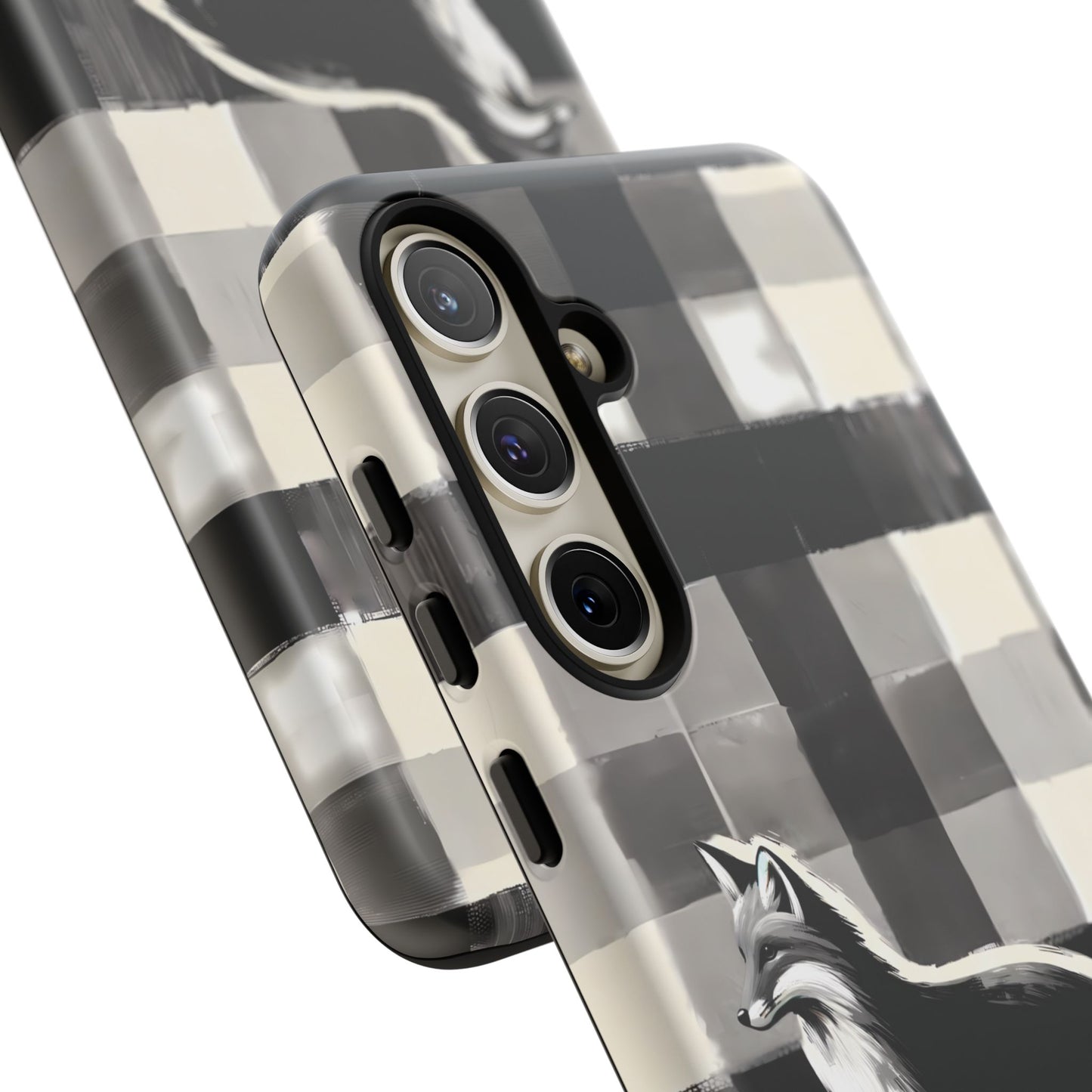 Black White Fox Phone Case - Monochrome Mystique