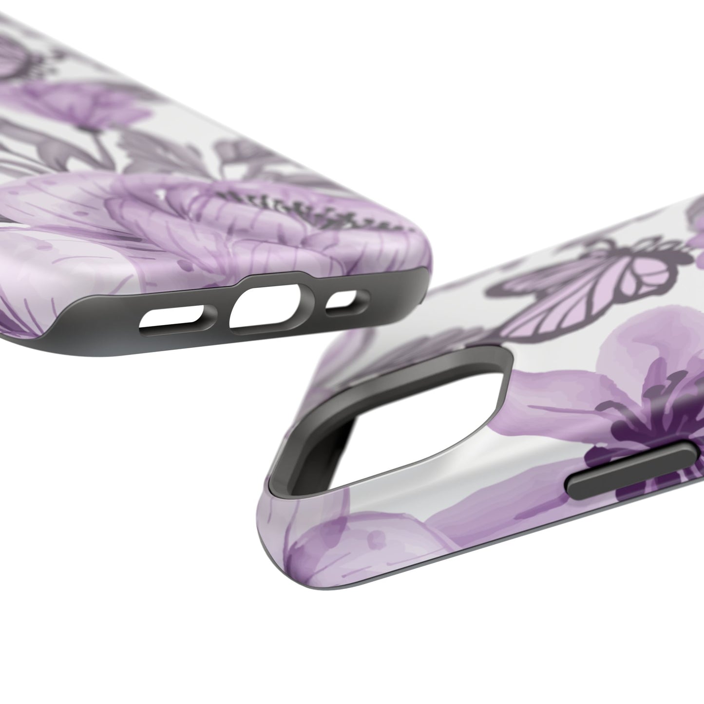 Lavender Bloom Butterfly MagSafe iPhone Case – Delicate Floral Design with Watercolor Details