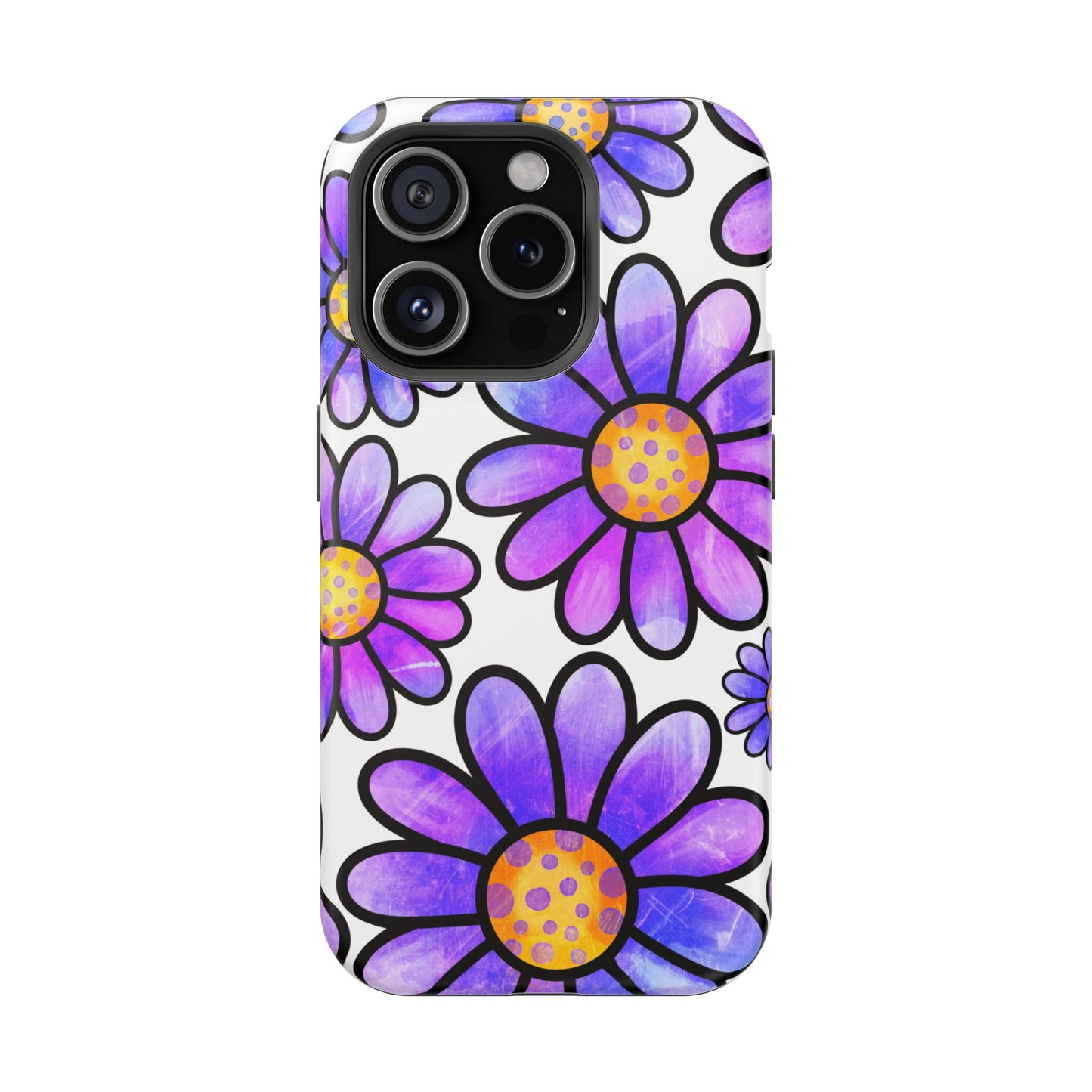 Purple Daisy Delight MagSafe iPhone Case – Slim Profile, Glossy Finish