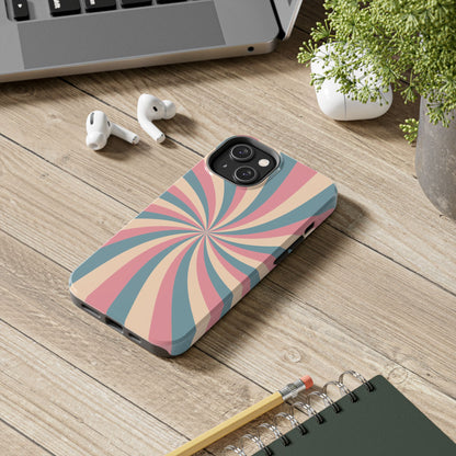 Vintage Pastel Swirl iPhone Case – Dual-Layer Protection with 70s-Inspired Design