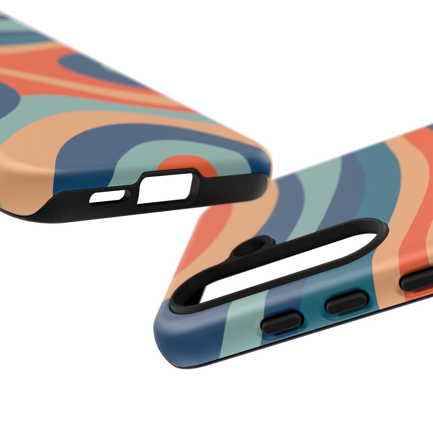 Retro Vibe Wavy Stripes Samsung Galaxy Case – 70s-Inspired in Teal, Orange, and Rust