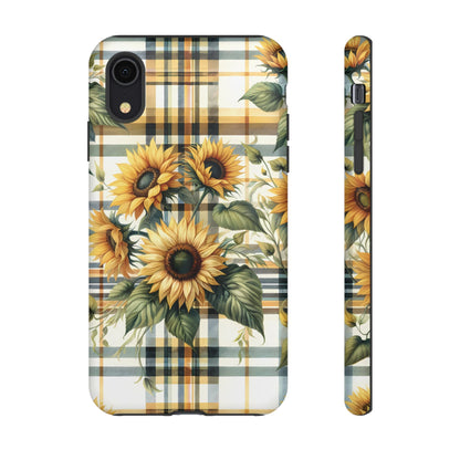 Cute Sunflower Phone Case - Sunny Blossom Plaid - Checkered Sunflowers Phone Case for iPhone & Samsung. Be Happy With These Bright Colors!