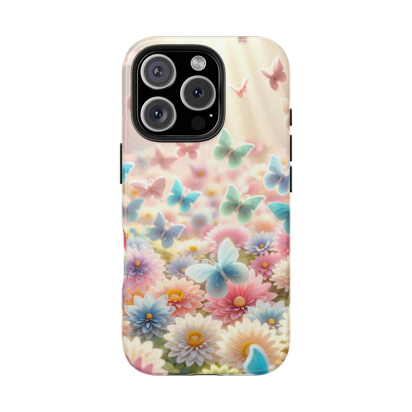 Butterfly Flower Garden - iPhone Case - Pastel Floral Protective Cover