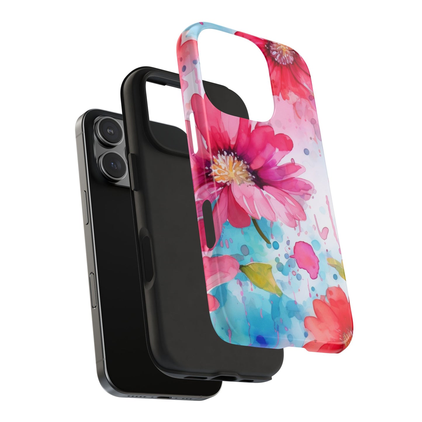 Vibrant Watercolor Red & Pink Floral - iPhone Case