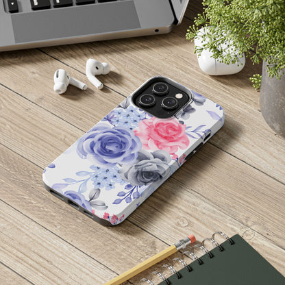 Elegant Blue Floral Watercolor Design – iPhone Case