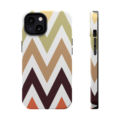 Earthy Chevron MagSafe iPhone Case – Boho-Inspired Design with Dual-Layer Protection