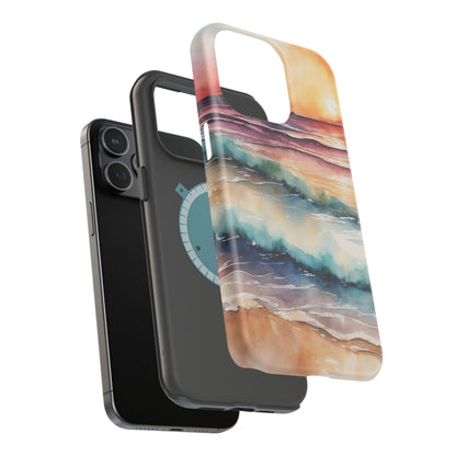 Sunset Waves MagSafe iPhone Case – Vibrant Watercolor Design