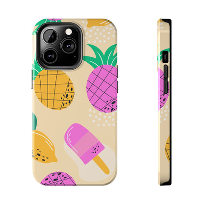 Tropical Pop iPhone Case – Fun Pineapple & Lemon Design with Vibrant Summery Colors