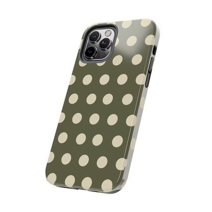 Vintage Green & Cream Polka Dots – iPhone Case