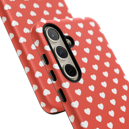 White Hearts on Red Samsung Case