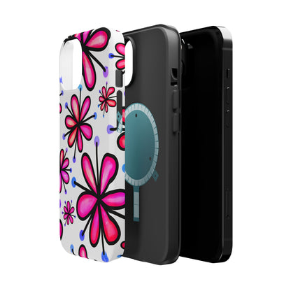 Pink Retro Bloom MagSafe iPhone Case – Ultra-Slim Design, Glossy Finish