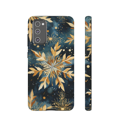 Gold Floral Snowflakes on Midnight Blue - Samsung Galaxy Series Case