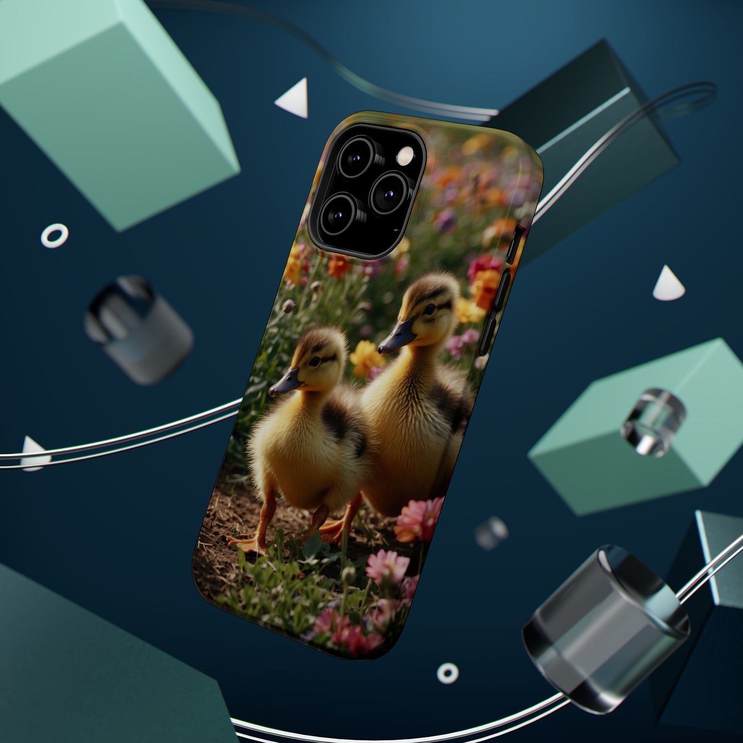 Charming Ducklings in Floral Garden - MagSafe iPhone Case