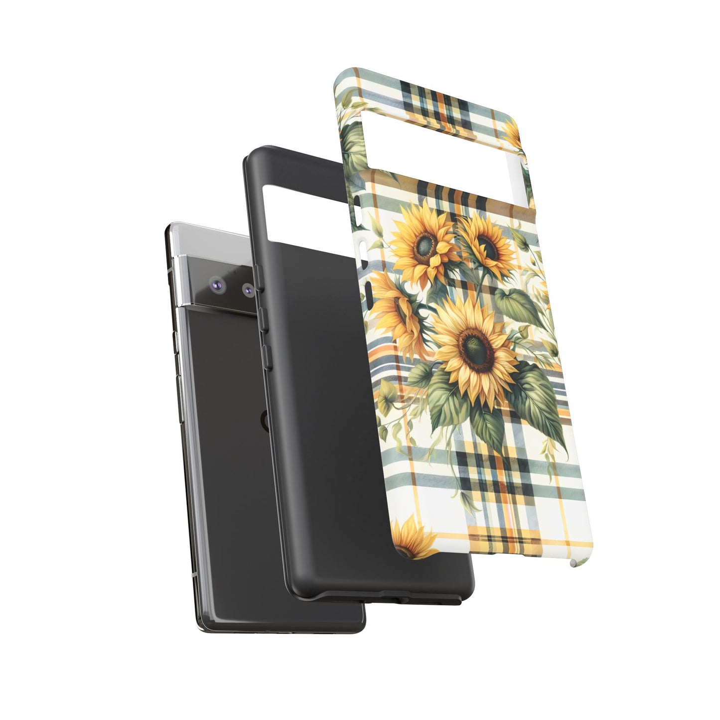 Cute Sunflower Phone Case - Sunny Blossom Plaid - Checkered Sunflowers Phone Case for iPhone & Samsung. Be Happy With These Bright Colors!