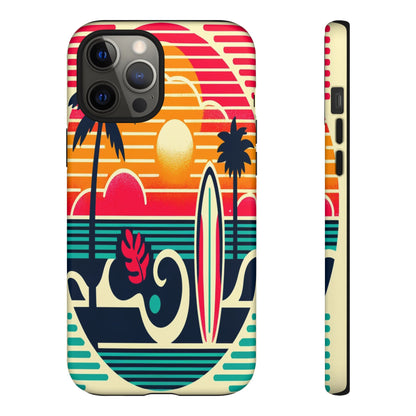 Retro Beach Vibes iPhone Case - Sunset Surfing Protective Cover