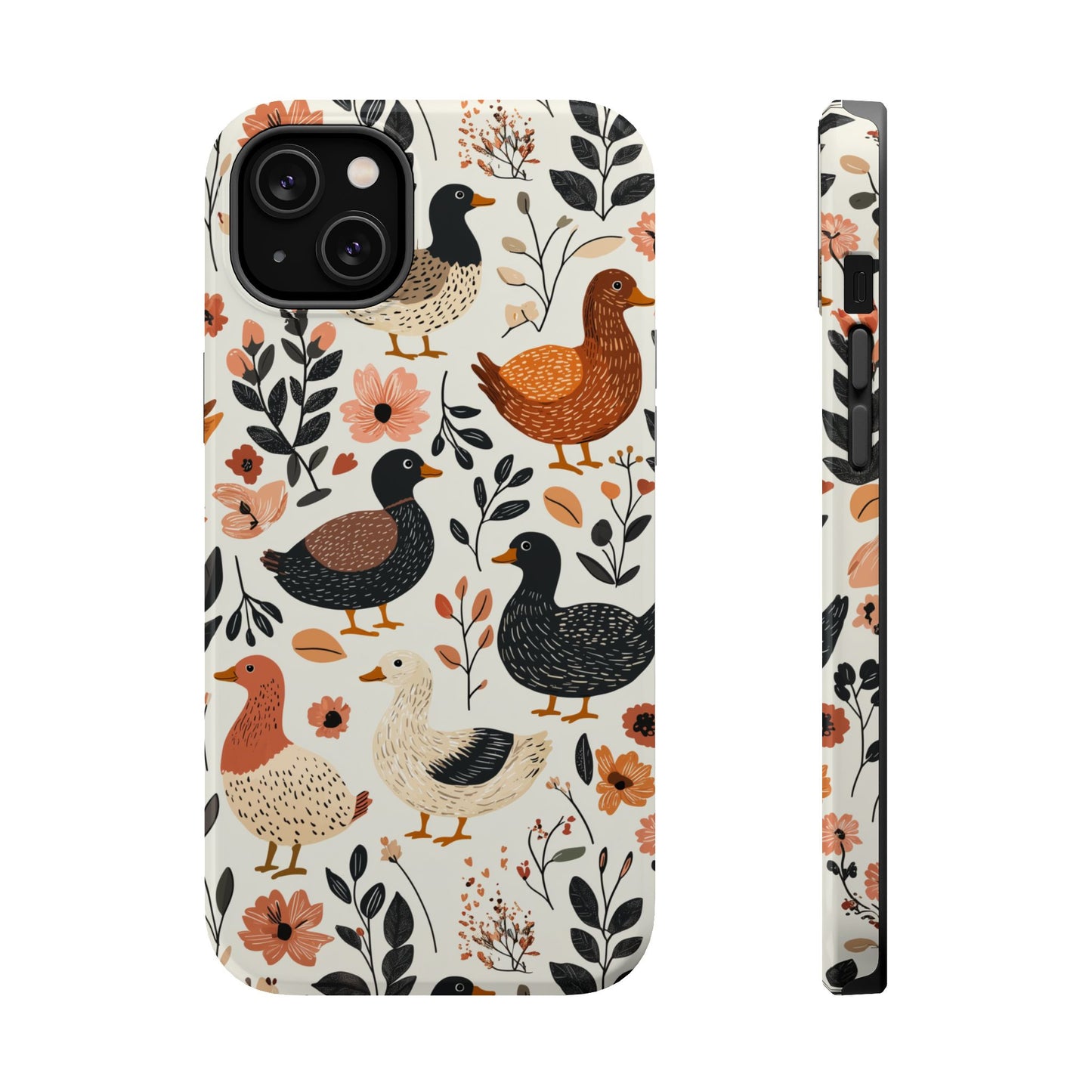 MagSafe iPhone Case: Vintage Duck – Floral & Leaf Design