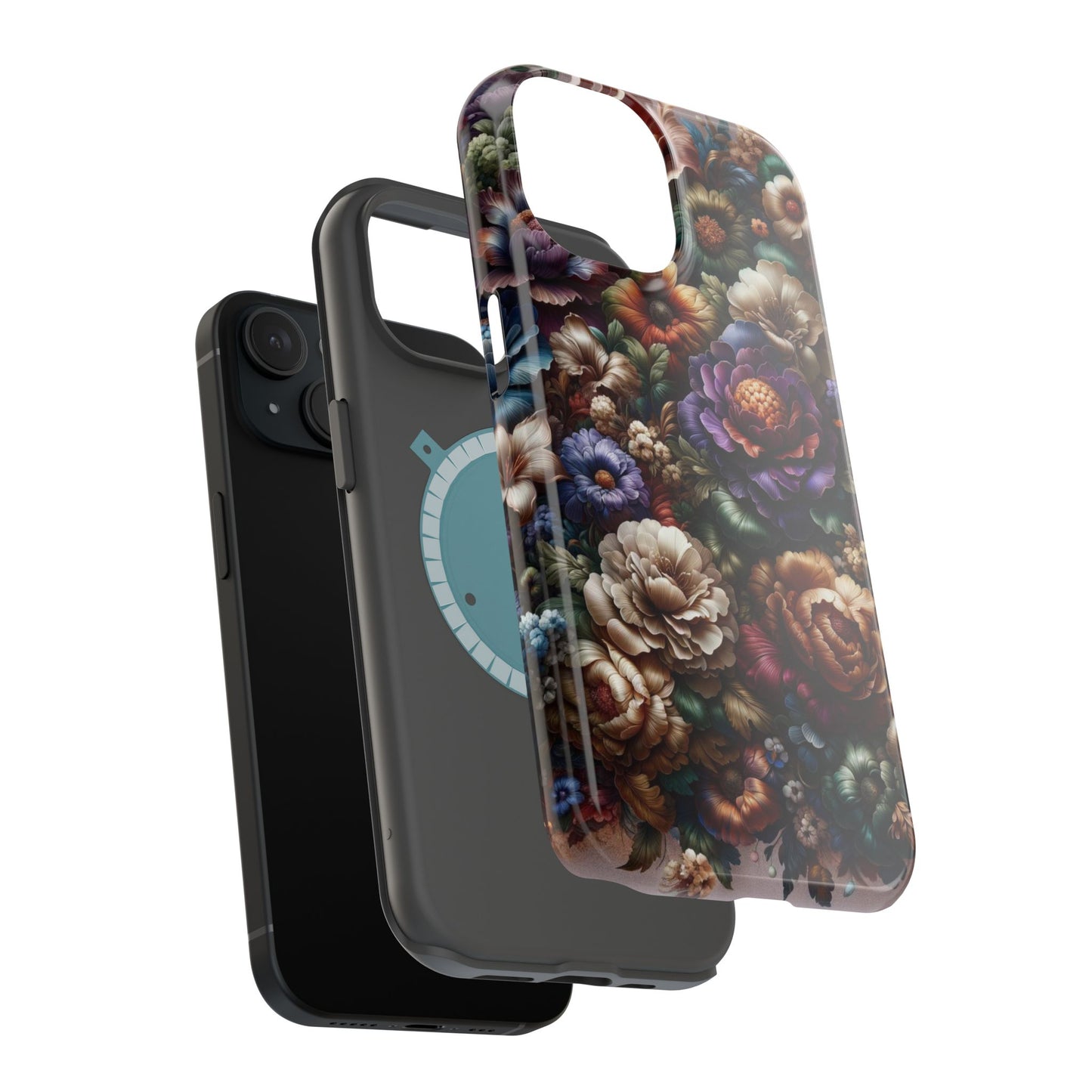 Floral Elegance MagSafe Compatible iPhone Case – Protective Dual-Layer Design with Vibrant Full-Wrap Print