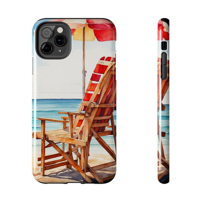 Beach Bliss iPhone Series Case – Relaxing Seaside Chair and Umbrella Design