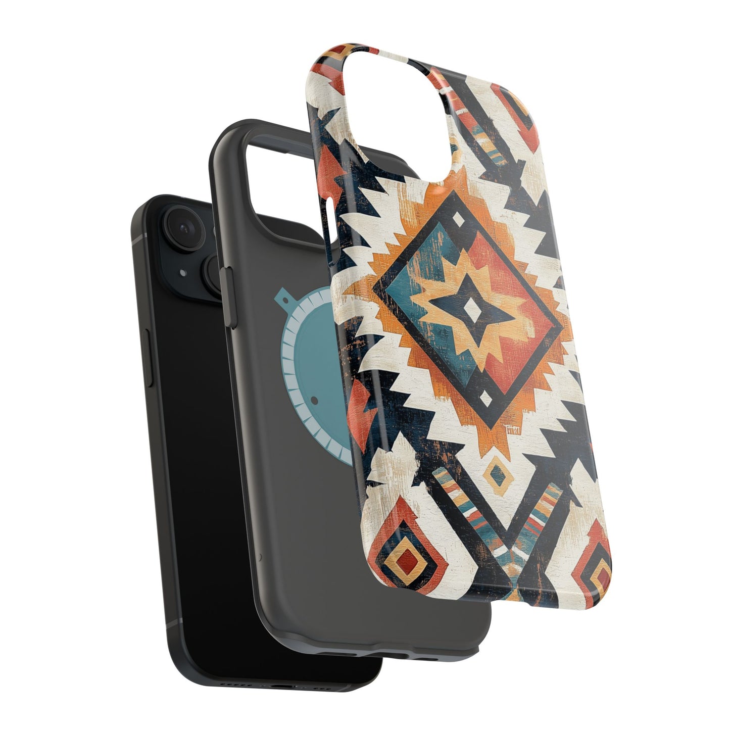 Vintage Southwestern Diamond Tough MagSafe iPhone Case – Rustic Tribal Design, Dual-Layer Protection