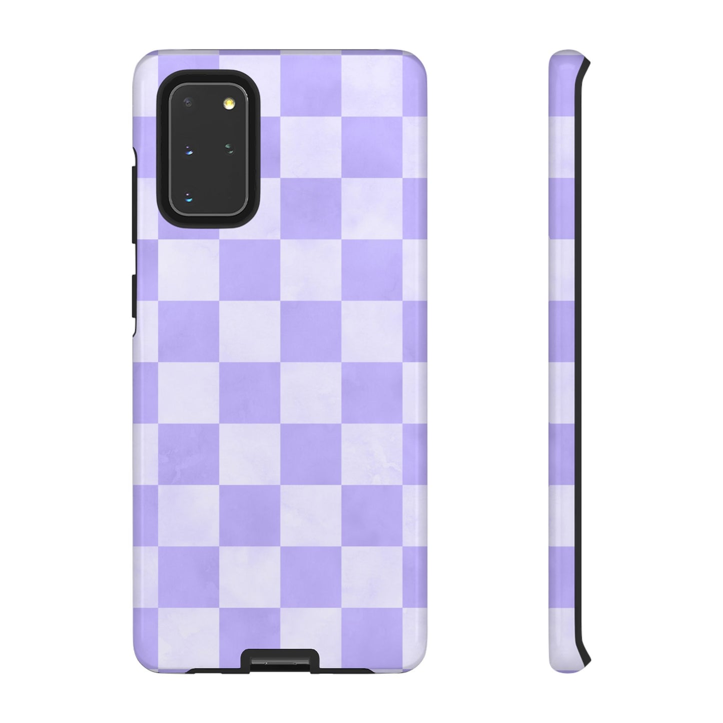 Lavender Checkerboard Samsung Galaxy Case – Shockproof, Smooth Matte Finish, Dual-Layer Design