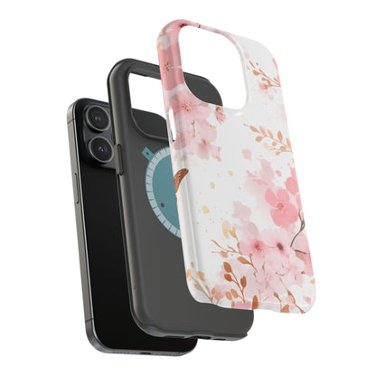 Soft Pink Cherry Blossom MagSafe Case – Floral Elegance with Wireless Charging