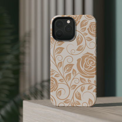 Vintage Rose Vine Tough MagSafe iPhone Case – Elegant Floral Pattern with Dual-Layer Protection