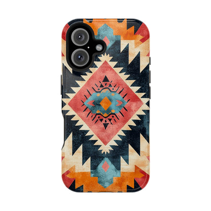 Bold Aztec Pattern Tough MagSafe iPhone Case – Vibrant Geometric Design, Dual-Layer Protection