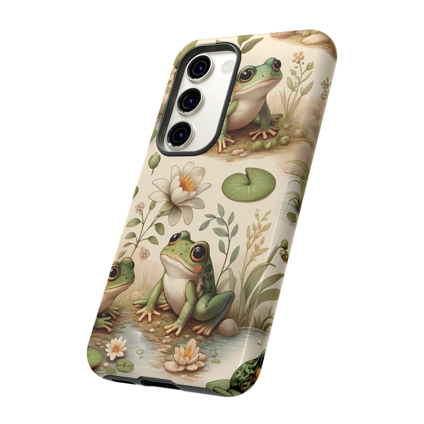 Cute Frogs Phone Case - Pond Pals Frolic - Charming Frog Lily Pad Phone Case for iPhone, Google & Samsung! Great Gift For Any Frog Lover!