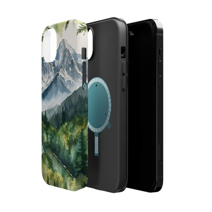 Watercolor Alpine Mountainscape - MagSafe iPhone Case