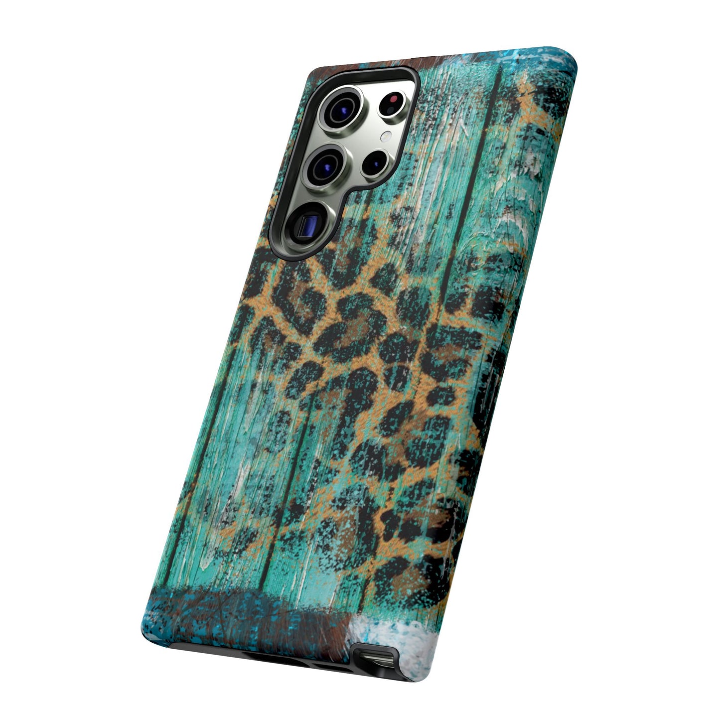 Turquoise Rustic Leopard Wood - Samsung Galaxy Series Case