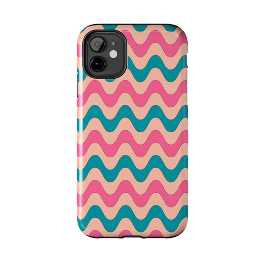 Retro Waves Pattern iPhone Case – Shockproof Design with Dual-Layer Protection