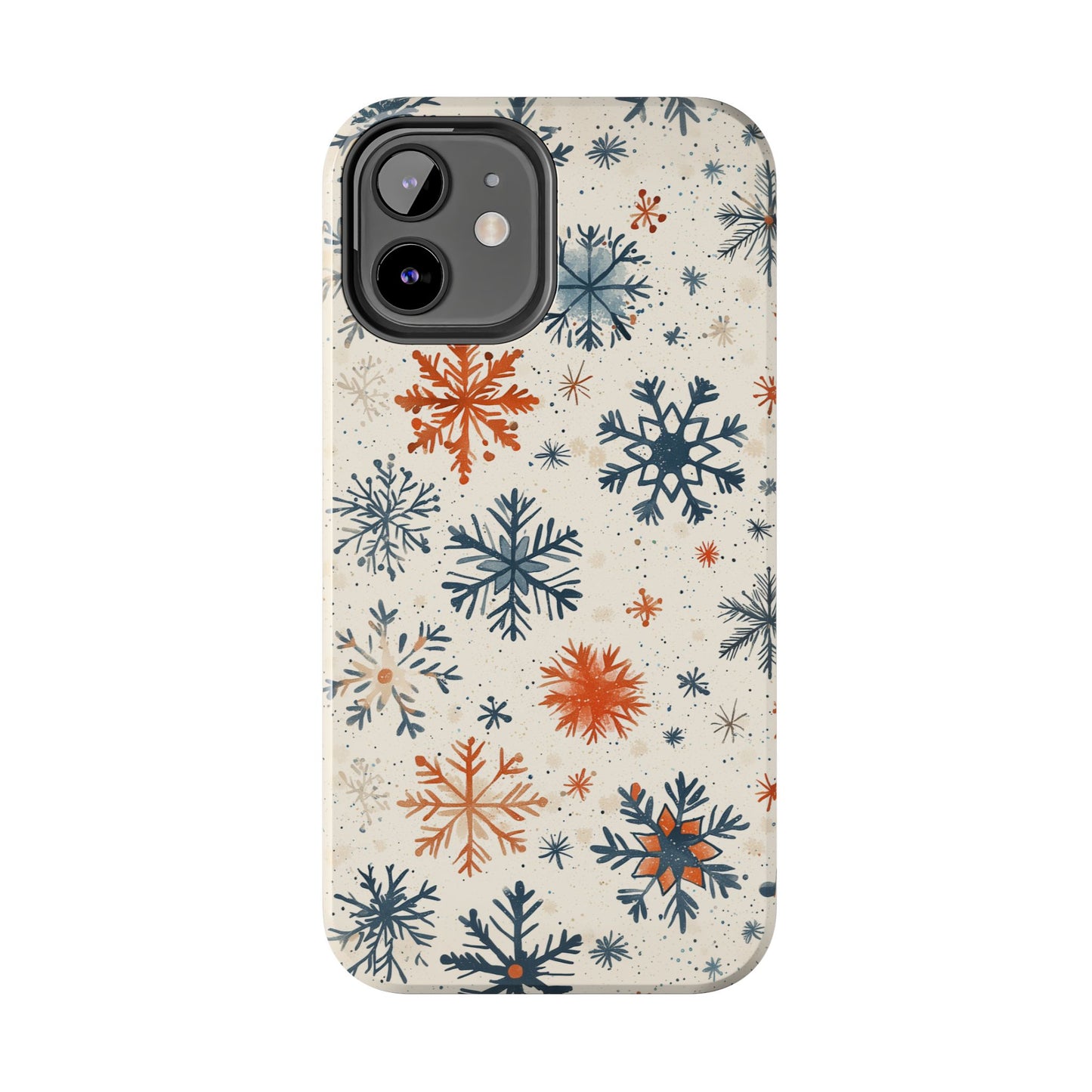 Rustic Orange and Blue Snowflake Pattern – iPhone Series Case