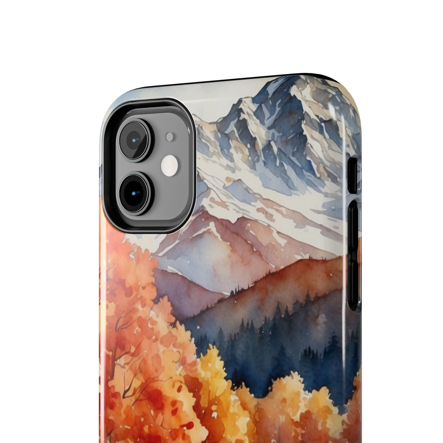 Watercolor Autumn Forest and Mountains - iPhone Case