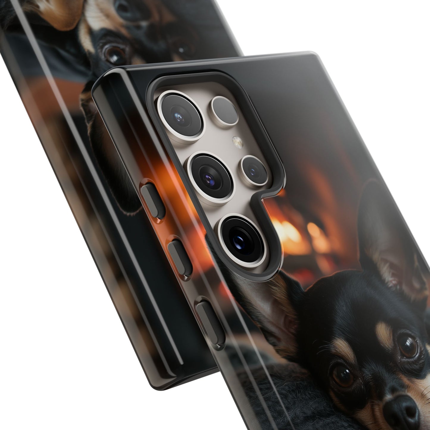 Cozy Chihuahua Fireplace Samsung Galaxy Case – Warm and Protective Design