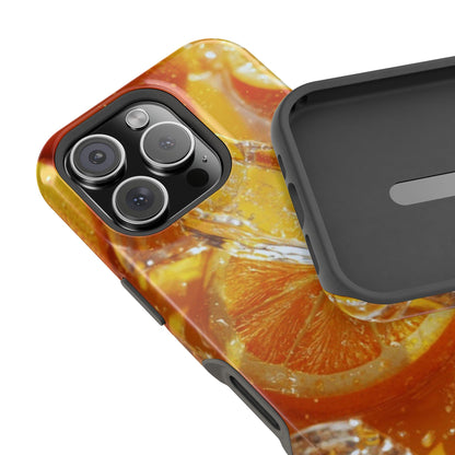 Citrus Orange Splash MagSafe iPhone Case – Dual-Layer Tough Protection, Vibrant Summer Design