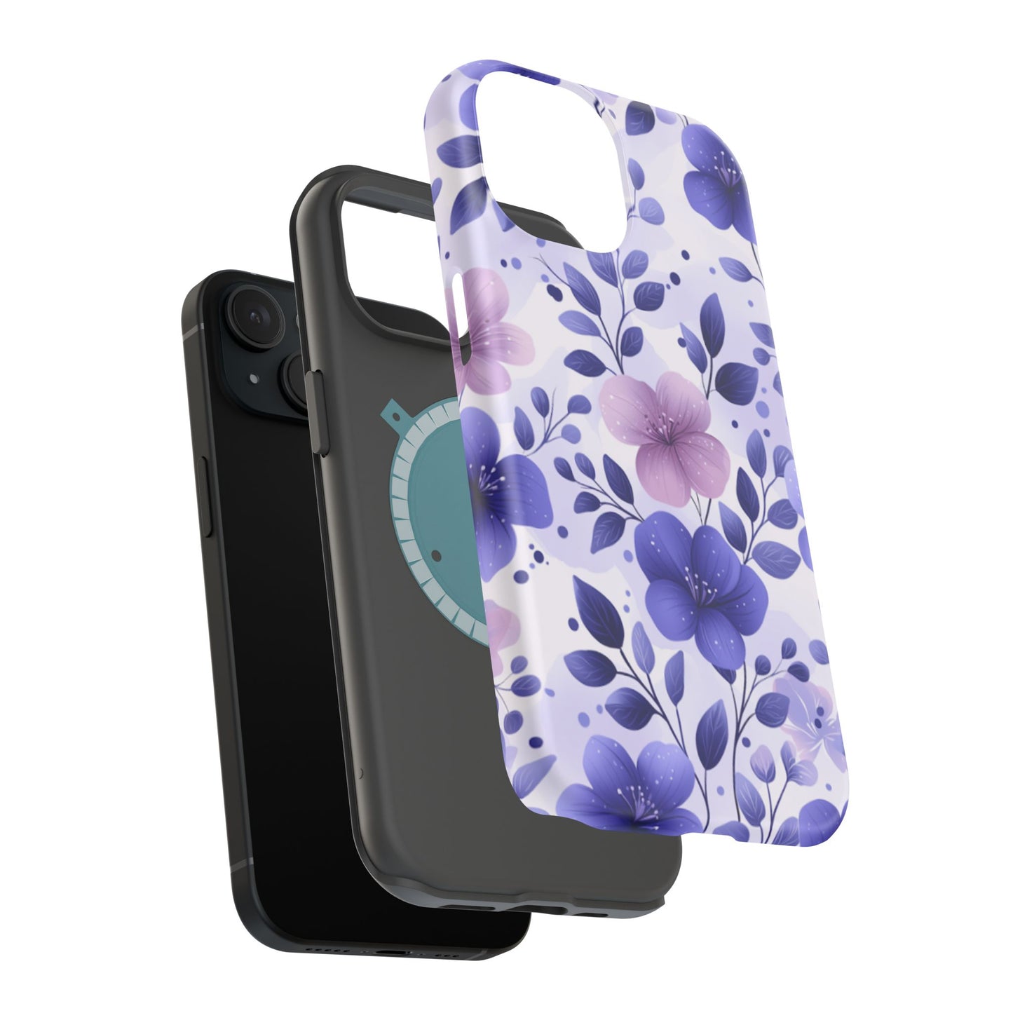 Purple Floral MagSafe iPhone Case – Durable Protection with Elegant Flower Design