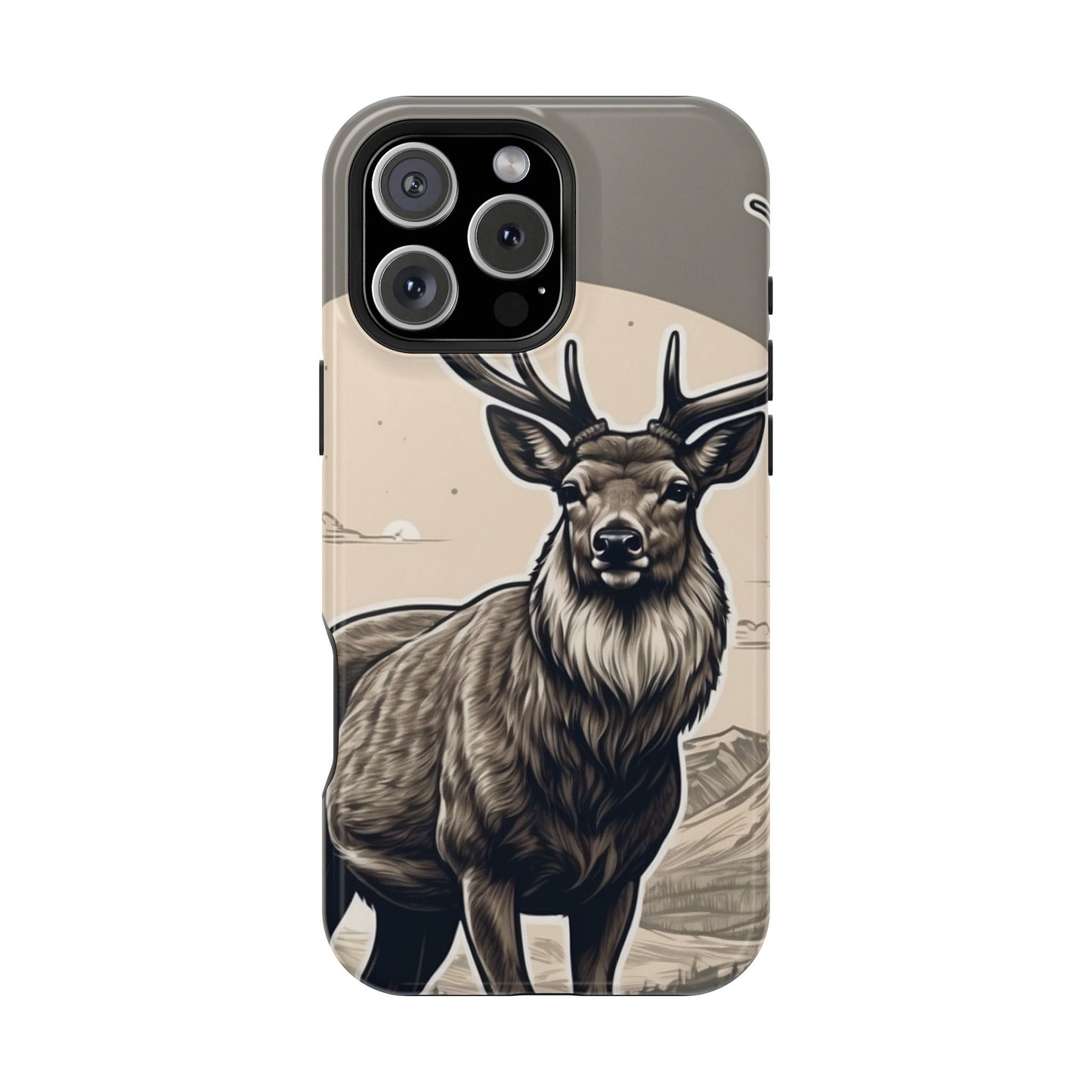 Monochrome Majesty – Regal Stag MagSafe iPhone Cases