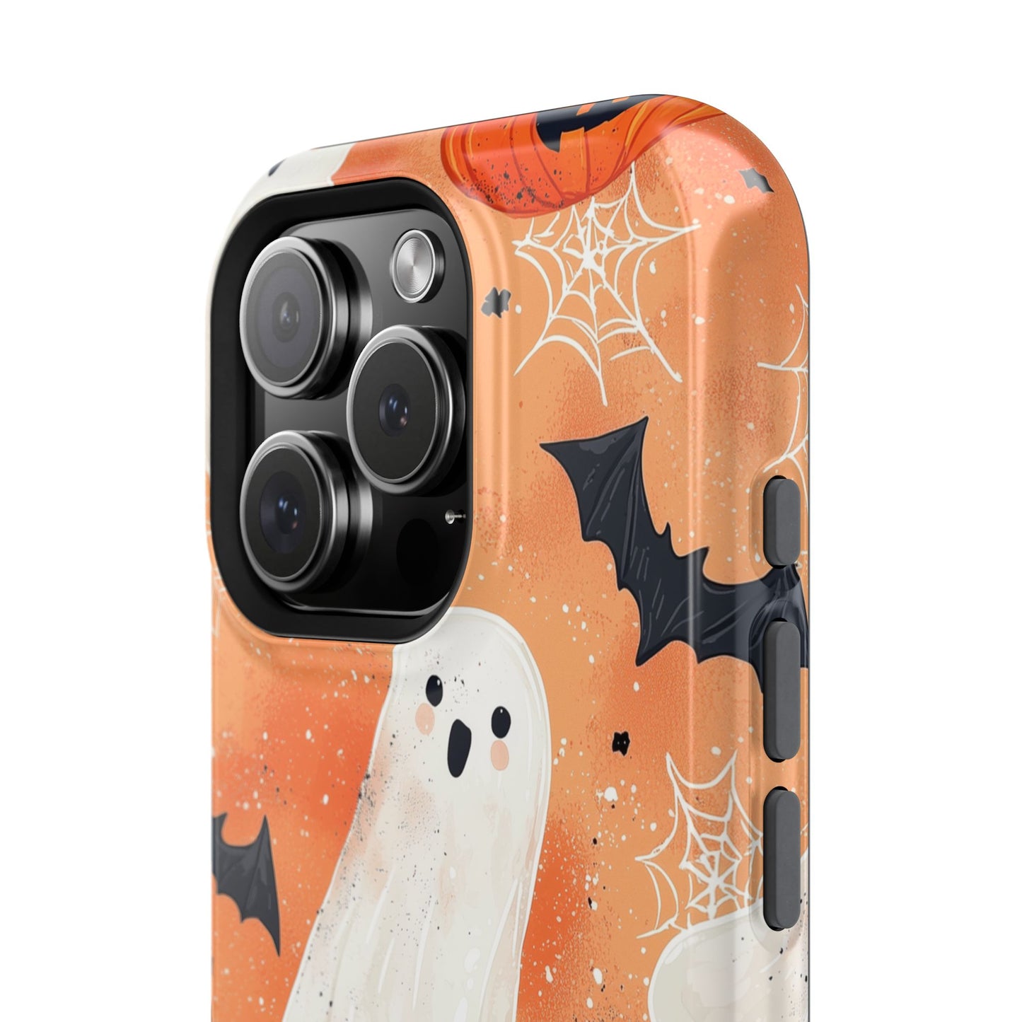 Spooky Cute Ghost MagSafe iPhone Case – Halloween Ghosts, Pumpkins, Bats & Cobwebs Design