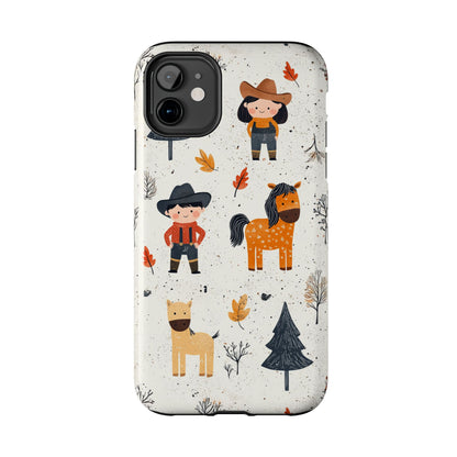 Cowboy Adventures Tough iPhone Case – Cute Western Theme, Dual - Layer Protection - BOGO Cases