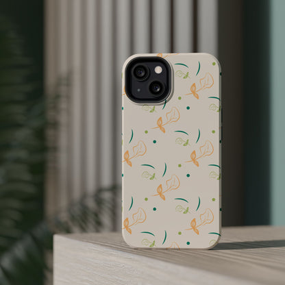 Soft Pastel Abstract Floral Tough MagSafe iPhone Case – Playful Minimalist Design with Dual-Layer Protection