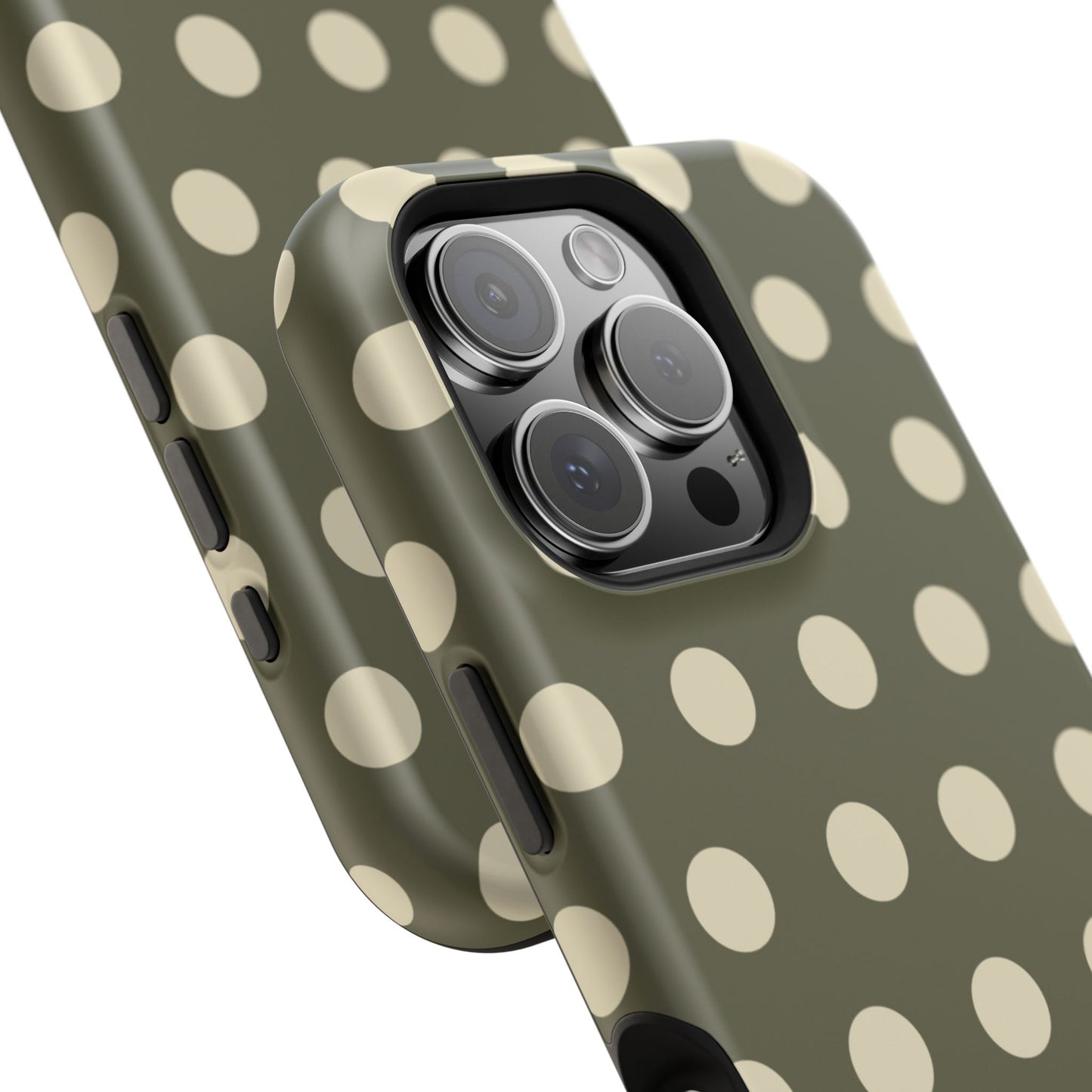 Vintage Green & Cream Polka Dots – MagSafe iPhone Case