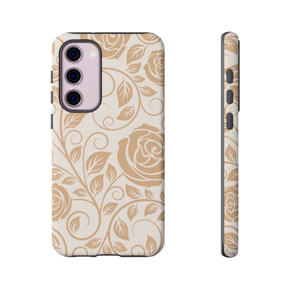 Vintage Rose Vine Tough Samsung Galaxy Case – Elegant Floral Pattern with Dual-Layer Protection