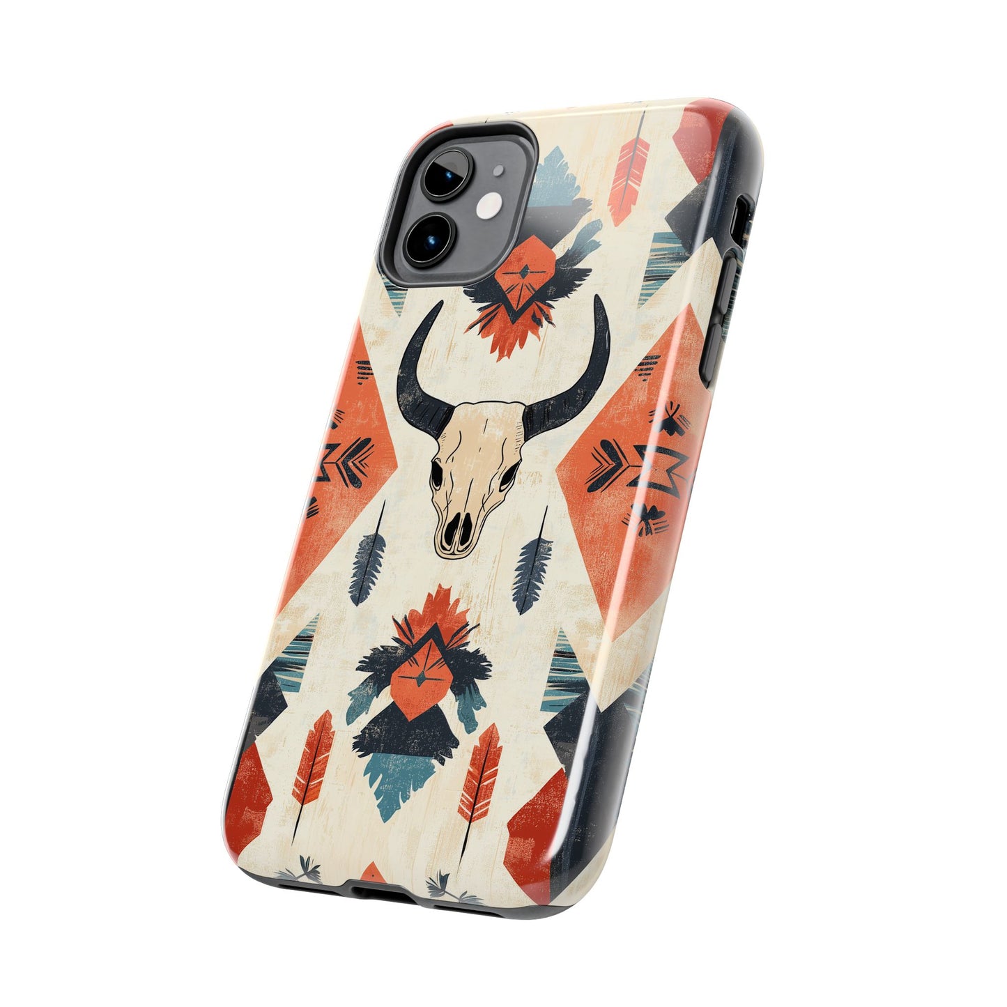 Southwestern Bull Skull iPhone Case – Durable Matte Finish with Rustic Tribal Design - BOGO Cases