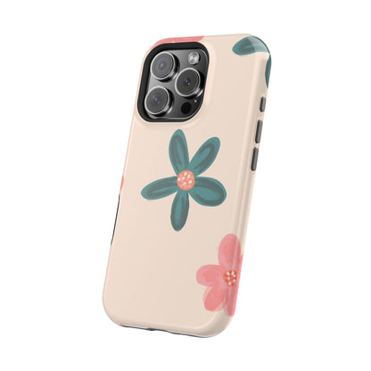 Vintage Floral Tough MagSafe iPhone Case – Soft Matte Finish with Dual-Layer Protection