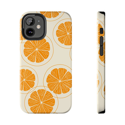 Citrus Burst Pattern Tough iPhone Case – Bold Orange Design, Shockproof Protection - BOGO Cases