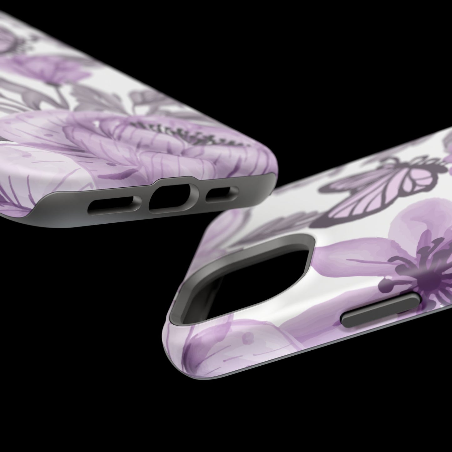 Lavender Bloom Butterfly MagSafe iPhone Case – Delicate Floral Design with Watercolor Details