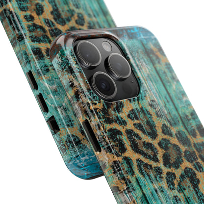 Turquoise Rustic Leopard Wood - iPhone Series Case