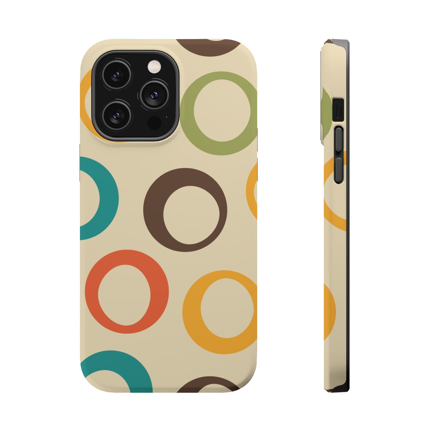 Retro Colorful Rings MagSafe iPhone Case – Shockproof, Matte Finish, Dual-Layer Protection
